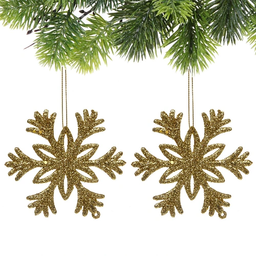 Подвеска Снежное волшебство 10 см (набор 2 шт), золото_4