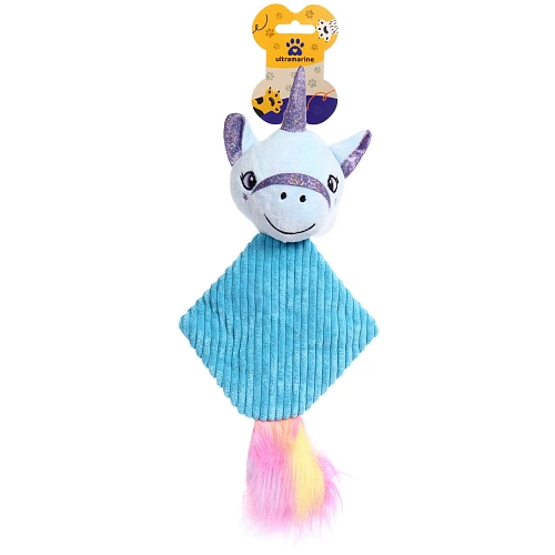 Игрушка для собак средних и малых пород "ЗООГРАД", единорог, с пищалкой и шуршалкой, 35*16см (лейбл)