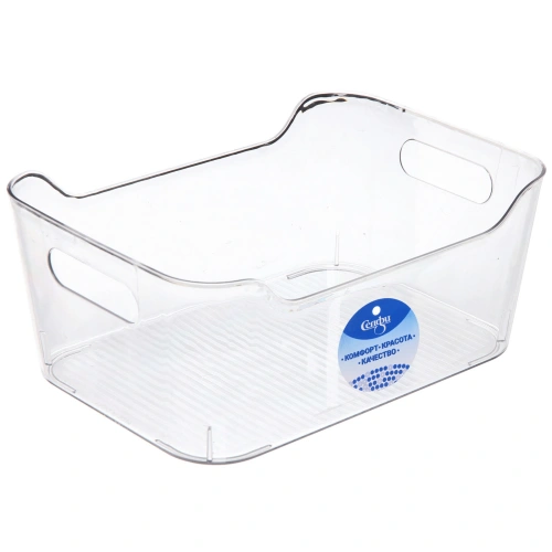 Корзина для хранения "ФЛАТТО", прозрачная, 25*17,5*10см (наклейка СЕЛФИ)