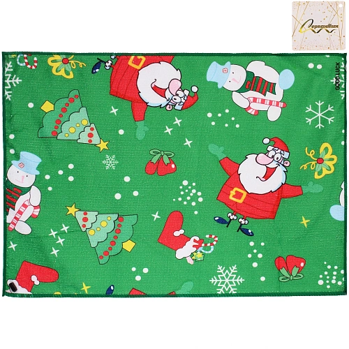 Полотенце кухонное "SPARKLE - Новогодний хоровод" 40*58 см, микрофибра 210 гр/м2