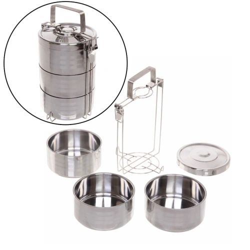 Контейнер для продуктов металлический 13,5*19,5см 3 уровня, термо