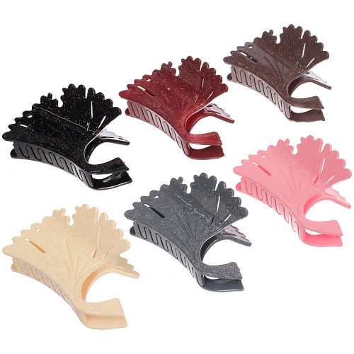 Заколка - краб для волос "AKS - VIENTO", микс 6 цветов, цветок, 9,5*5,5см 