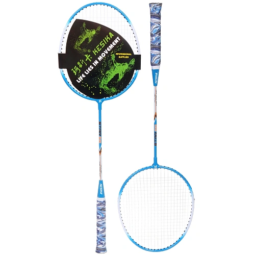 Бадминтон в наборе K-510, 3 предмета 2 металлические ракетки 65 см, чехол (цвет голубой)_4