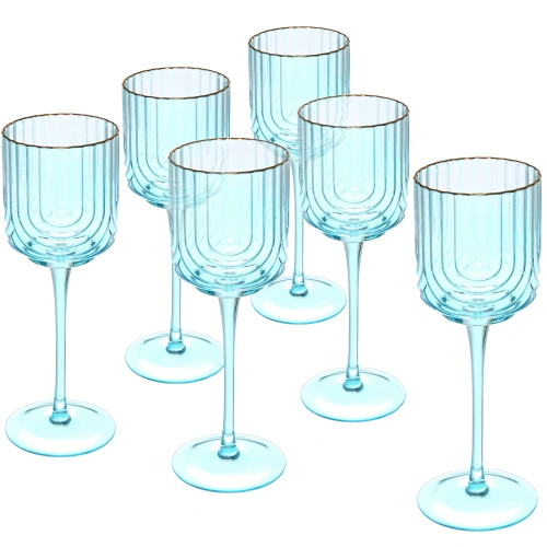 Бокал для вина 330мл "Enjoy Life" в наборе 6шт, цвет голубой