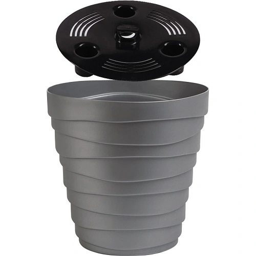 Кашпо для цветов пластиковое 1,4л d-14,5см Бархан Серебряный_2