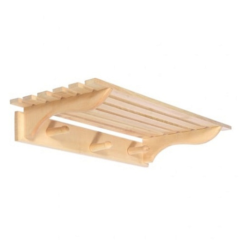 Полка с вешалкой, 3 рожка, 60х28х10 см, липа "Банные штучки"/5