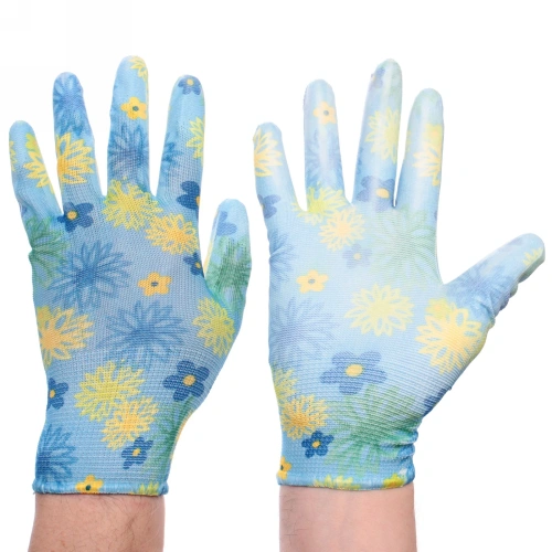 Перчатки нейлоновые "Фантазия-Васильки" с ПВХ покрытием полуоблитые 8 р-р набор 5 пар