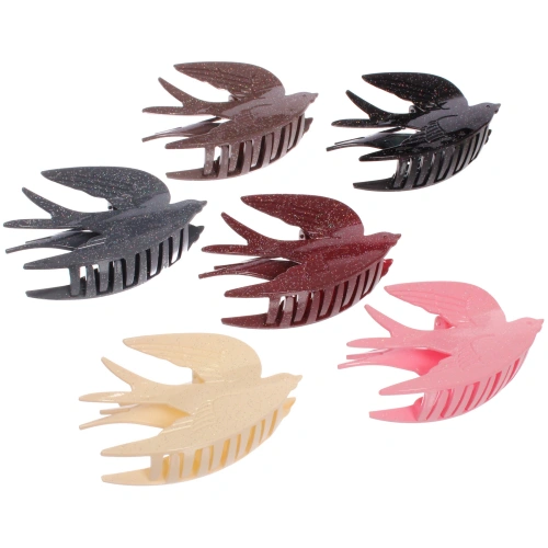 Заколка - краб для волос "AKS - VIENTO", микс 6 цветов, классика, 9,5*5,5см 