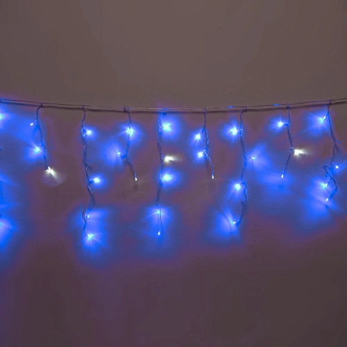 Гирлянда для дома БАХРОМА "Мерцание" ш3м* в30/50см 120 ламп LED, прозрачн.провод, авторежим, IP-20, Синий/Белый мерцает (возможность соединения)