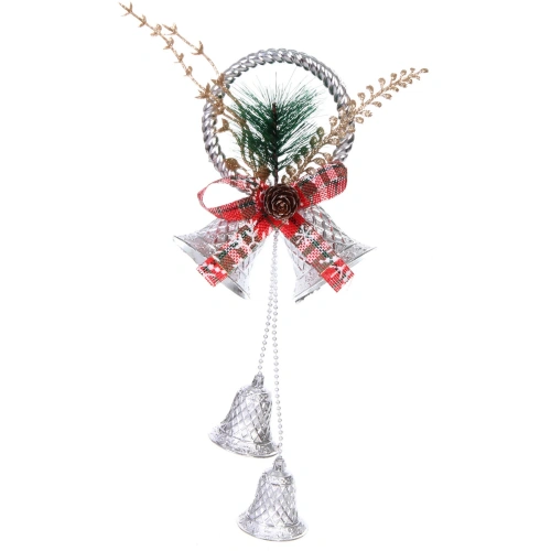 Украшение новогоднее "Звенящие колокольчики" 32*11 см, Серебро