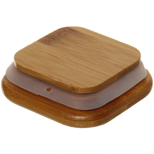 Банка для продуктов стеклянная 300мл Хай-Тек с бамбуковой крышкой, квадратная 612см_3