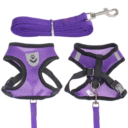 Шлейка с поводком 118см "Sweet puppy" размер S, цвет фиолетовый