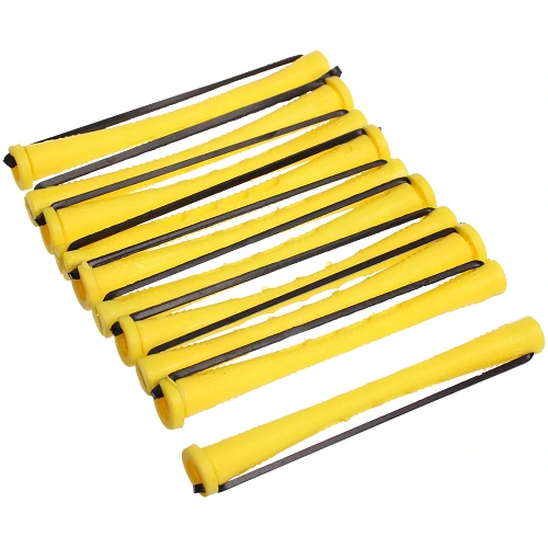 Бигуди-коклюшки 10шт с фиксирующими резинками "VOLNA", цвет желтый, d-1см (пакет с подвесом)