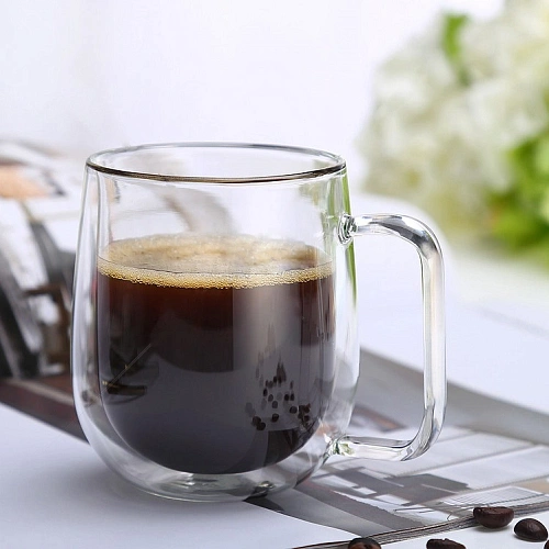 Кружка стеклянная с двойными стенками 350мл Хай-Тек большая ручка_2