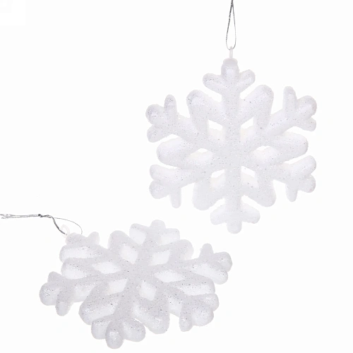 Ёлочные игрушки Снежинки10,5 см (набор 2 шт), белый блеск_5