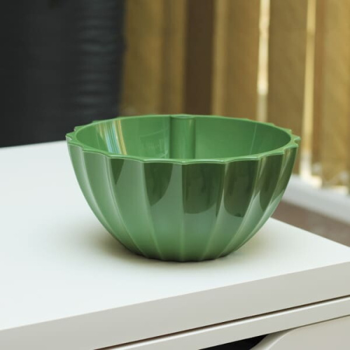 Кашпо для цветов пластиковое 2,4л d-22см "Ракушка" малахит