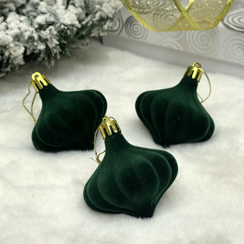 Набор ёлочных украшений VELOUR "Волшебная юла" 6 см (набор 3 шт), Изумруд