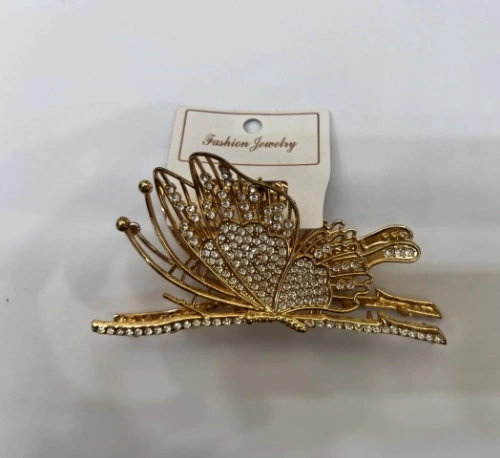 Заколка-краб для волос "PORTOFINO", бабочка, цвет золото и хром, 10*5см