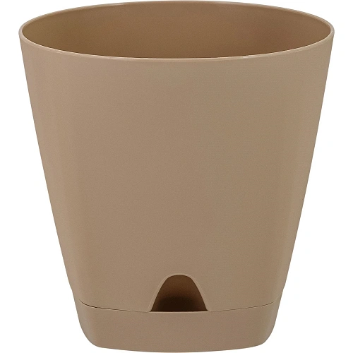 Горшок для цветов пластиковый 0,65л d-11см "Amsterdam" с прикорневым поливом, молочный шоколад