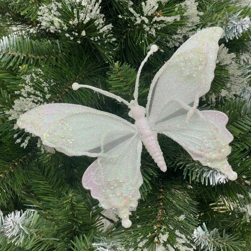 Украшение новогоднее "Бабочка - Изящный полет" 24.5*9*17 см, Серебро