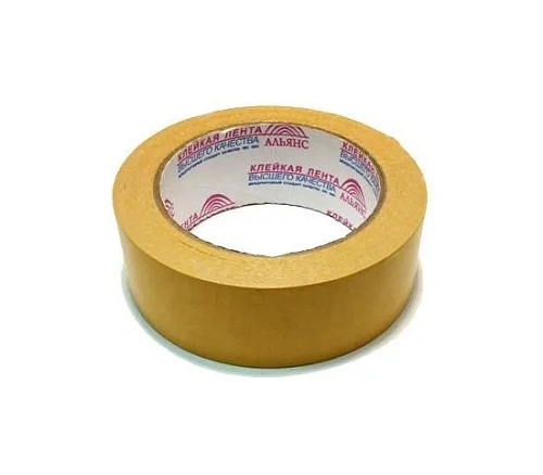 Клейкая лента 2-х стор. 38 х 25м, п/п бел/желт. Альянс (48шт) SH 43735
