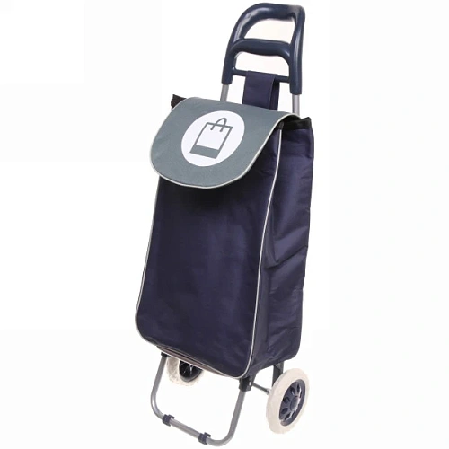 Тележка хозяйственная с сумкой (92*30*33см, колеса 16см,грузоподъемность до 30 кг.) синяя BF-101