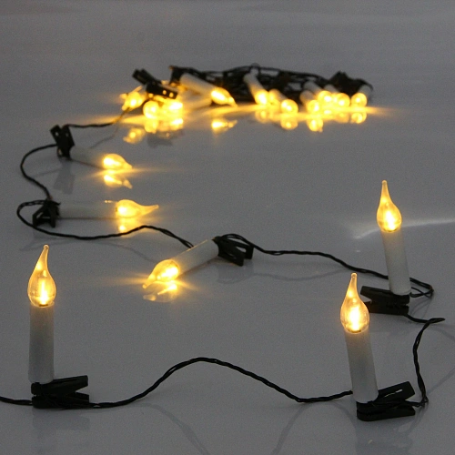 Гирлянда для дома 4 м 20 ламп LED "Свечи" зелёный пров. IP-20 Теплый белый