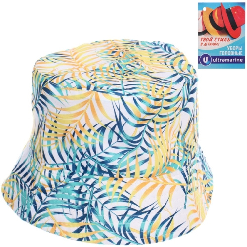 Панама "ЛЕТОиМОРЕ" - Пальмовые Листья", зеленый / желтый, р. 58