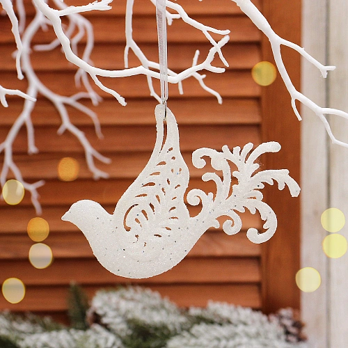 Подвеска "Птица счастья" 11*14 см, Белый