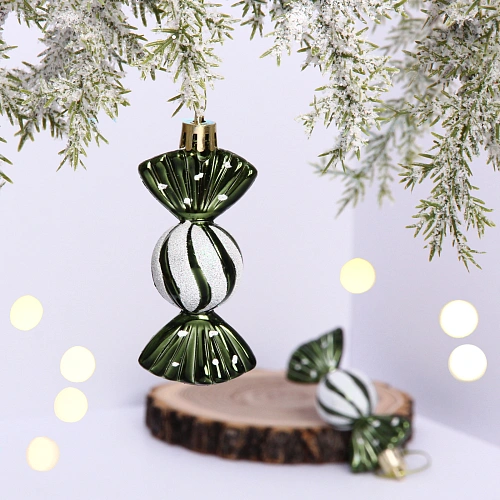 Ёлочные игрушки "Таинственное очарование" Конфетки 8 см (набор 2шт), изумруд