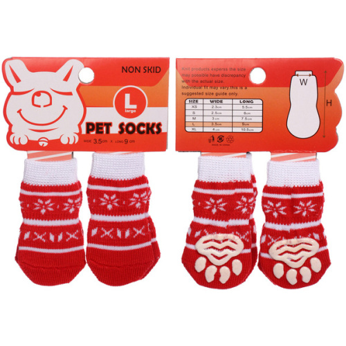 Носочки для животных "LAPUSIK", принт олененок, цвет красный, размер l, 3,5см