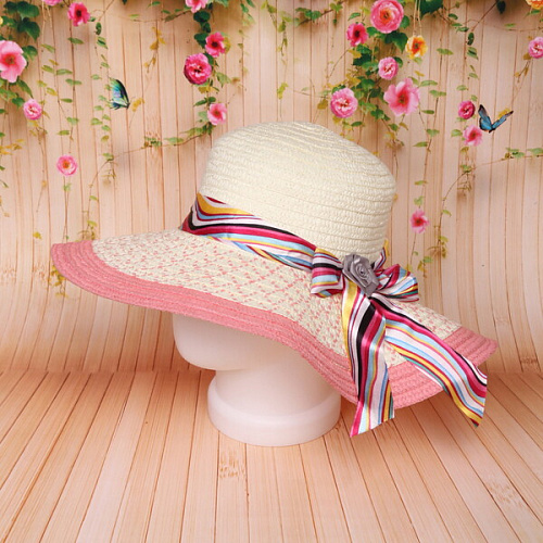 Шляпа женская с широкими полями TiraMiSu- Ассоль, микс 6 цветов, р58, ширина полей 10 см_14