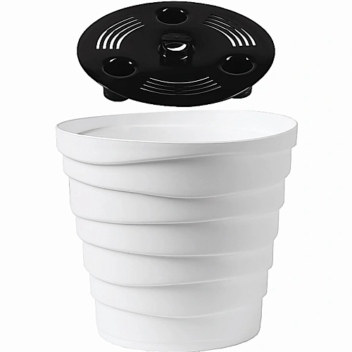 Кашпо для цветов пластиковое 0,9л d-13,2см Бархан Белый_2