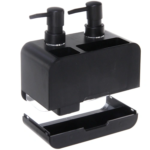 Дозатор для моющих средств 2х350мл 17х19х16 черный 8875_7