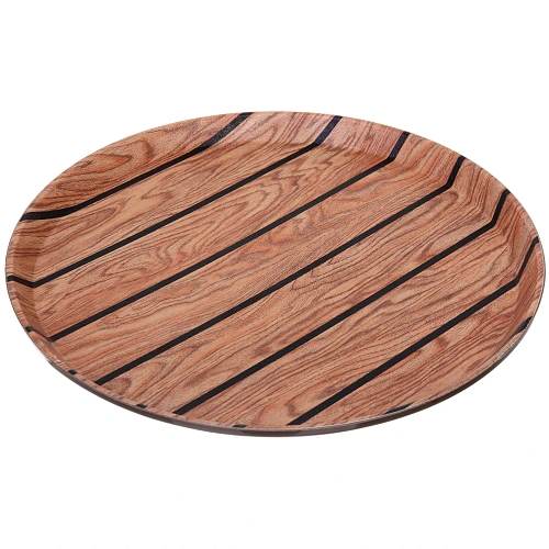 Поднос пластиковый WOOD 35см черная полоса _3
