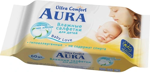 Салфетки влажные AURA для детей Ultra comfort 60шт