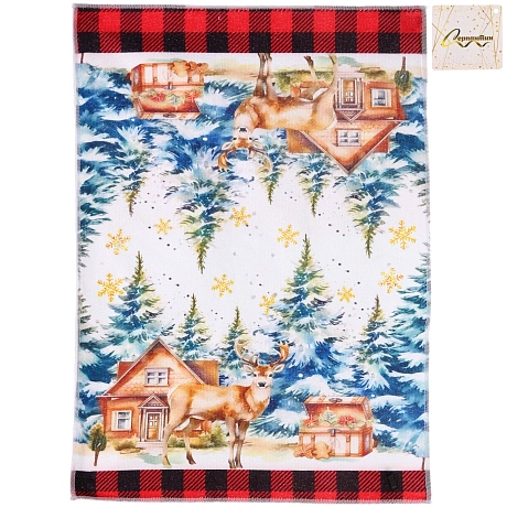 Полотенце кухонное "Wishes - Зимний лес" 40*57 см, микрофибра 200 гр/м2