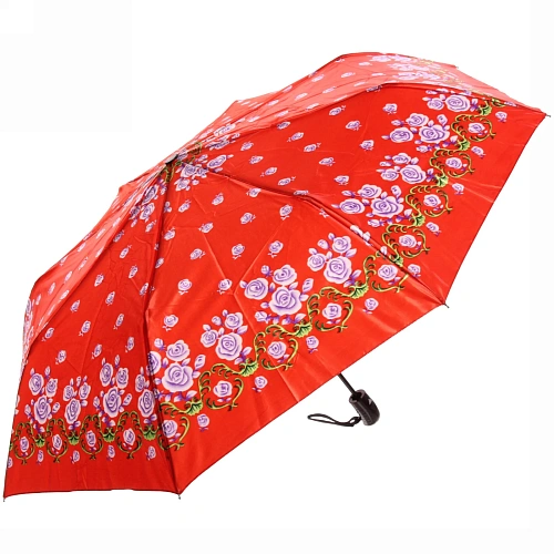 Зонт женский полуавтомат Ультрамарин - Венера, микс 6 цветов, 8 спиц, d-100см, длина в слож виде 28см, голубые цветы_13