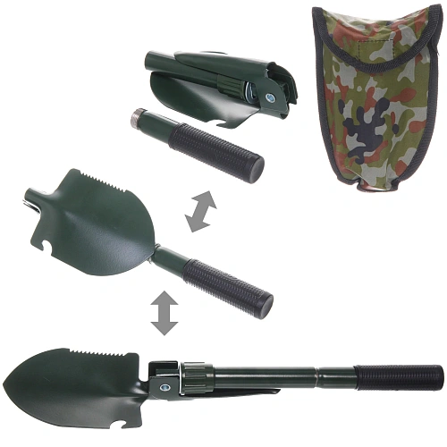 Лопата туристическая складная 39см в чехле, цвет хаки 