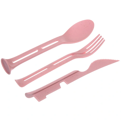 Набор столовых приборов ЭкоЛайф 3шт (ложка, вилка, нож) розовый_4