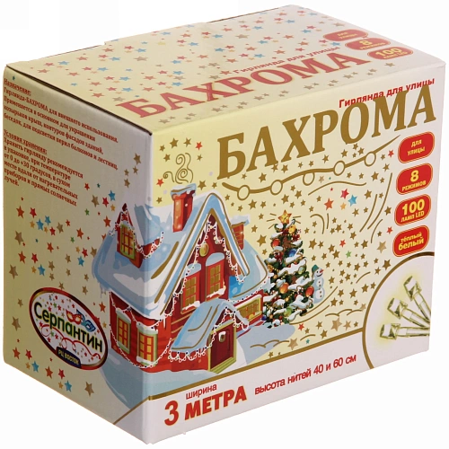 Гирлянда для улицы БАХРОМА ш3м в4060см 100 ламп LED, прозрпров, 8 реж, Теплый белый (возможность соединения)_31