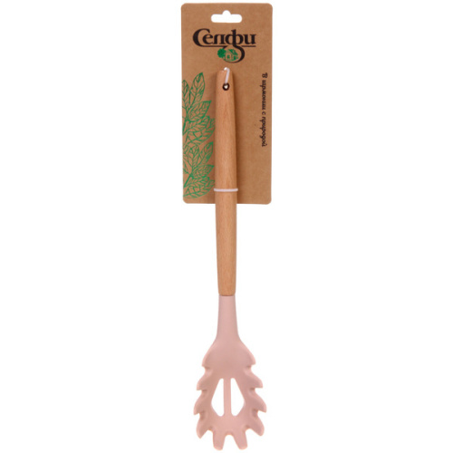 Ложка кухонная для спагетти силиконовая "CooKstyle"  розовая 31,7*6см