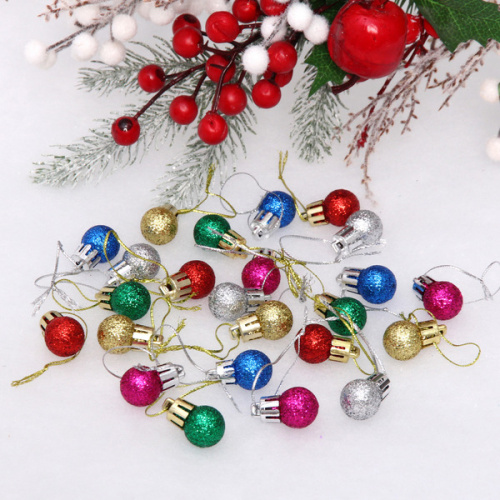 Новогодние шары 2 см (набор 24 шт) "Глиттер", микс