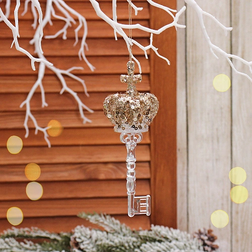 Подвеска "Ключ от дворца" 15 см, Белый/Золотой блеск