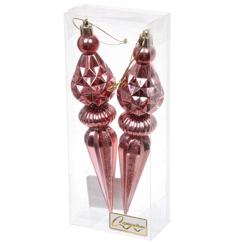 Ёлочные игрушки Сказочная сосулька 17,8 см, Розовое золото (набор 2 шт)_2