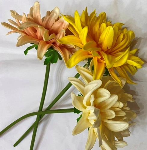 Цветы искусственные "Natur" 34см Хризантемы 3шт молочные