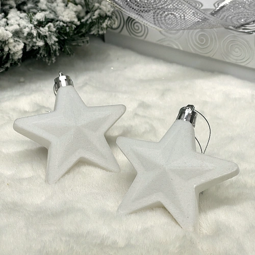 Набор ёлочных украшений VELOUR "Звезда" 8 см (набор 2 шт), Белый