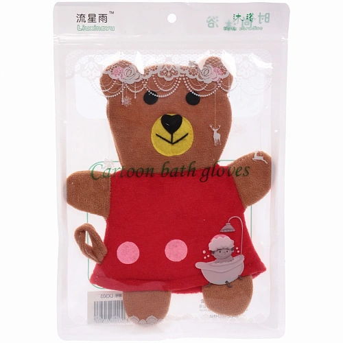 Мочалка-варежка для тела Water Magic - Медведица Джулия, цвет коричневый 2319 см (ZIP пакет)_5