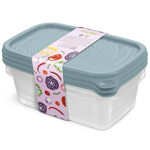 Контейнер прямоугольный "Романо" набор 3 шт 0,45л серо-голубой С854СГОЛ