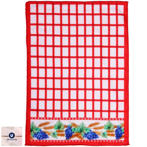 Полотенце кухонное "Клетка - Урожай" 40*57 см, цвет красный, микрофибра 200 гр/м2